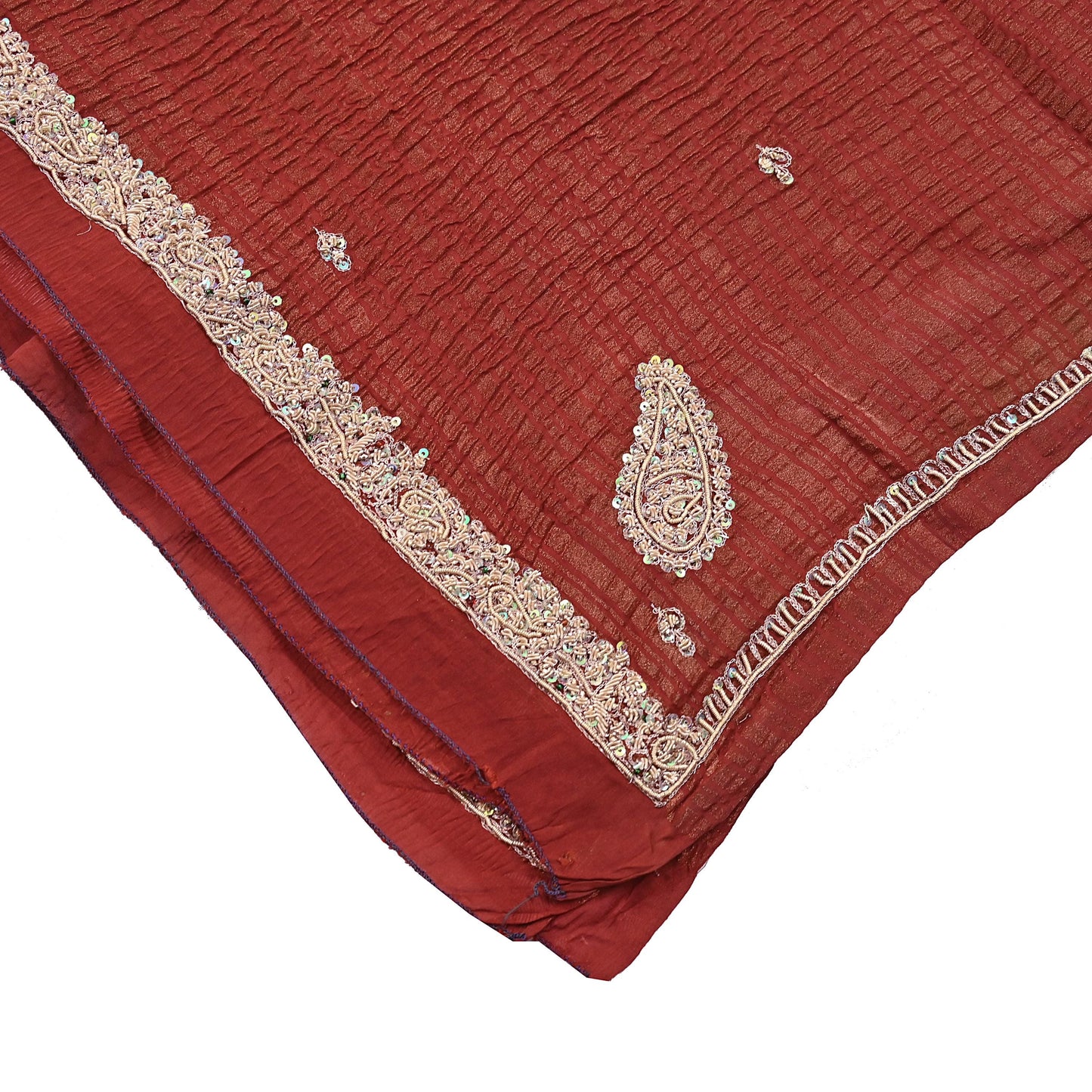 Indian Vintage Dupatta Pink Artificial Silk Long Stole hand Embroidered Leheria Scarves Floral Design Stole Veil Wrap Zardozi/ Dabka, Zari