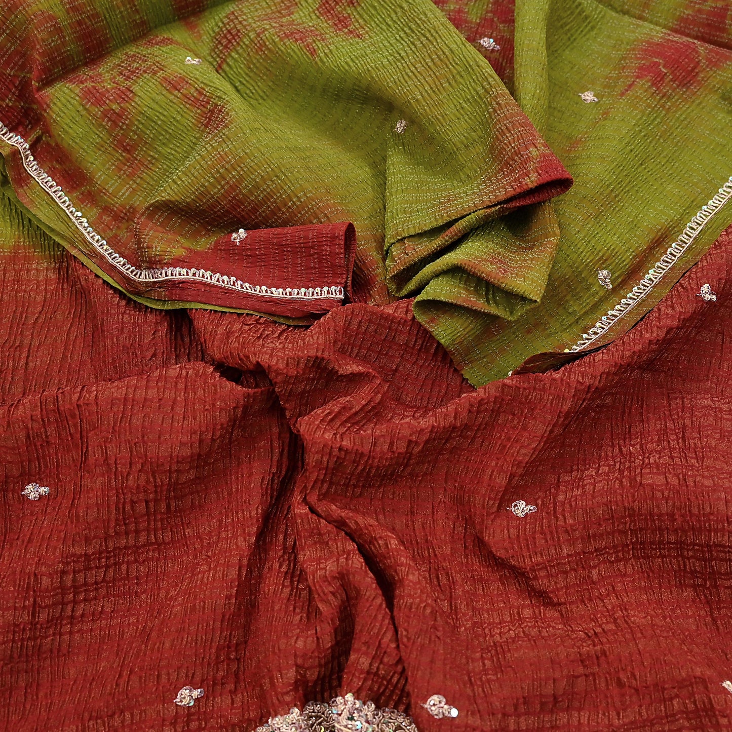 Indian Vintage Dupatta Pink Artificial Silk Long Stole hand Embroidered Leheria Scarves Floral Design Stole Veil Wrap Zardozi/ Dabka, Zari