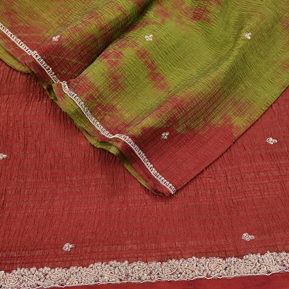 Indian Vintage Dupatta Pink Artificial Silk Long Stole hand Embroidered Leheria Scarves Floral Design Stole Veil Wrap Zardozi/ Dabka, Zari