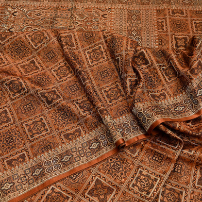 Indian Vintage Sari Rusty Heavy Pure Silk Woven Banarasi Brocade Saree Fabric 5Yd Ethnic Dress making Crafting Bollywood Dress Designing