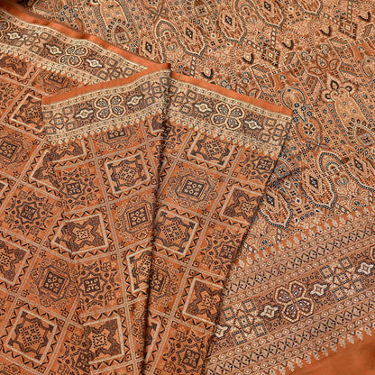 Indian Vintage Sari Rusty Heavy Pure Silk Woven Banarasi Brocade Saree Fabric 5Yd Ethnic Dress making Crafting Bollywood Dress Designing
