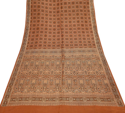 Indian Vintage Sari Rusty Heavy Pure Silk Woven Banarasi Brocade Saree Fabric 5Yd Ethnic Dress making Crafting Bollywood Dress Designing