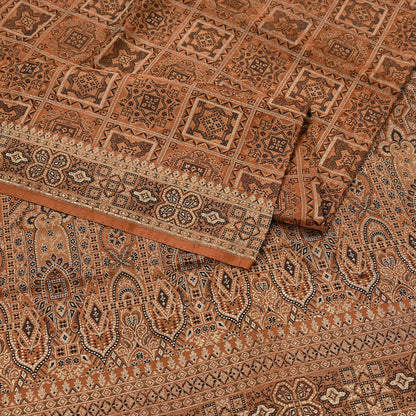 Indian Vintage Sari Rusty Heavy Pure Silk Woven Banarasi Brocade Saree Fabric 5Yd Ethnic Dress making Crafting Bollywood Dress Designing