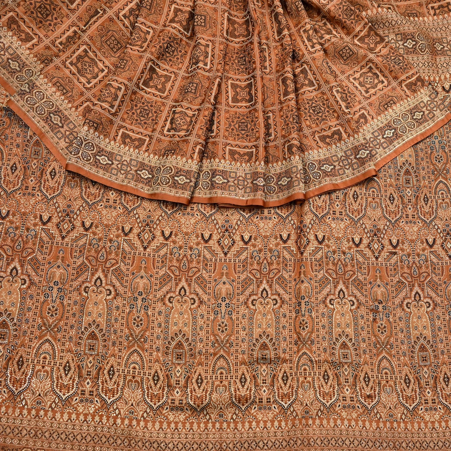 Indian Vintage Sari Rusty Heavy Pure Silk Woven Banarasi Brocade Saree Fabric 5Yd Ethnic Dress making Crafting Bollywood Dress Designing