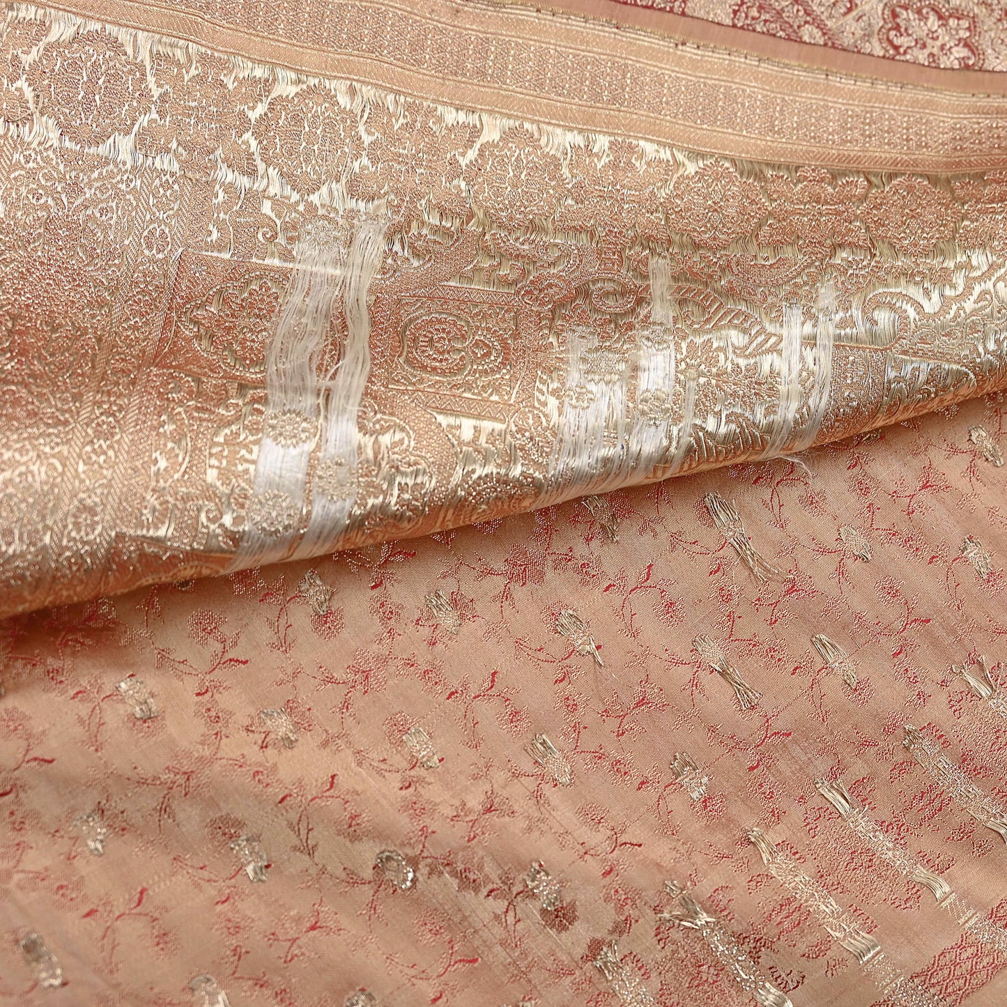 Indian Vintage Sari Red Heavy Pure Silk Woven Banarasi Brocade Saree Fabric 5Yd Ethnic Dress making Crafting Bollywood Dress Designing