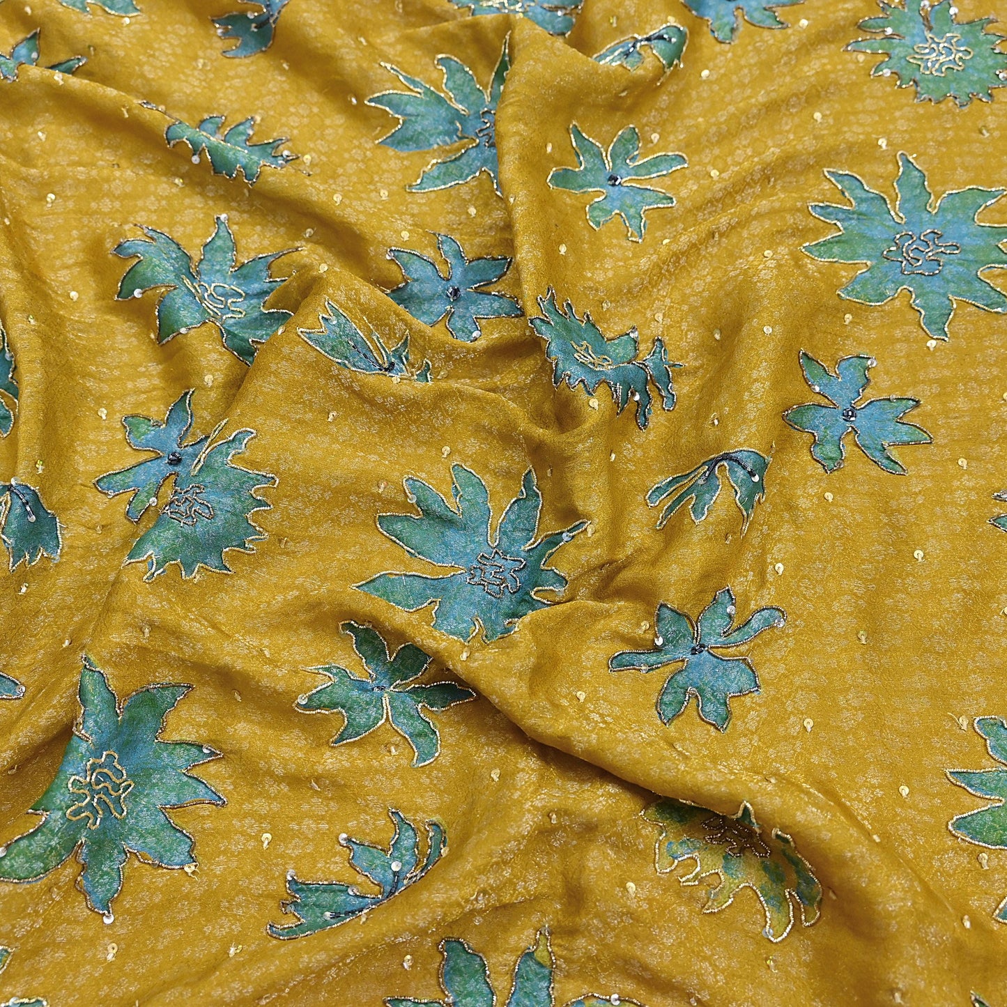 Indian Vintage Heavy Bridal Red & Yellow Dupatta Pure Georgette Silk Long Stole Hand Embroidered Scarf Zardozi Wedding red Hijab veil Boho