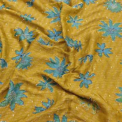 Indian Vintage Heavy Bridal Red & Yellow Dupatta Pure Georgette Silk Long Stole Hand Embroidered Scarf Zardozi Wedding red Hijab veil Boho