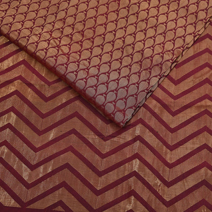 Indian Vintage Heavy Sari Maroon Pure silk Hand Woven Kanjivaram Sarees Fabric 5Yd Ethnic Zari Dress making Crafting Bollywood sari