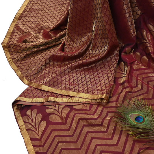 Indian Vintage Heavy Sari Maroon Pure silk Hand Woven Kanjivaram Sarees Fabric 5Yd Ethnic Zari Dress making Crafting Bollywood sari