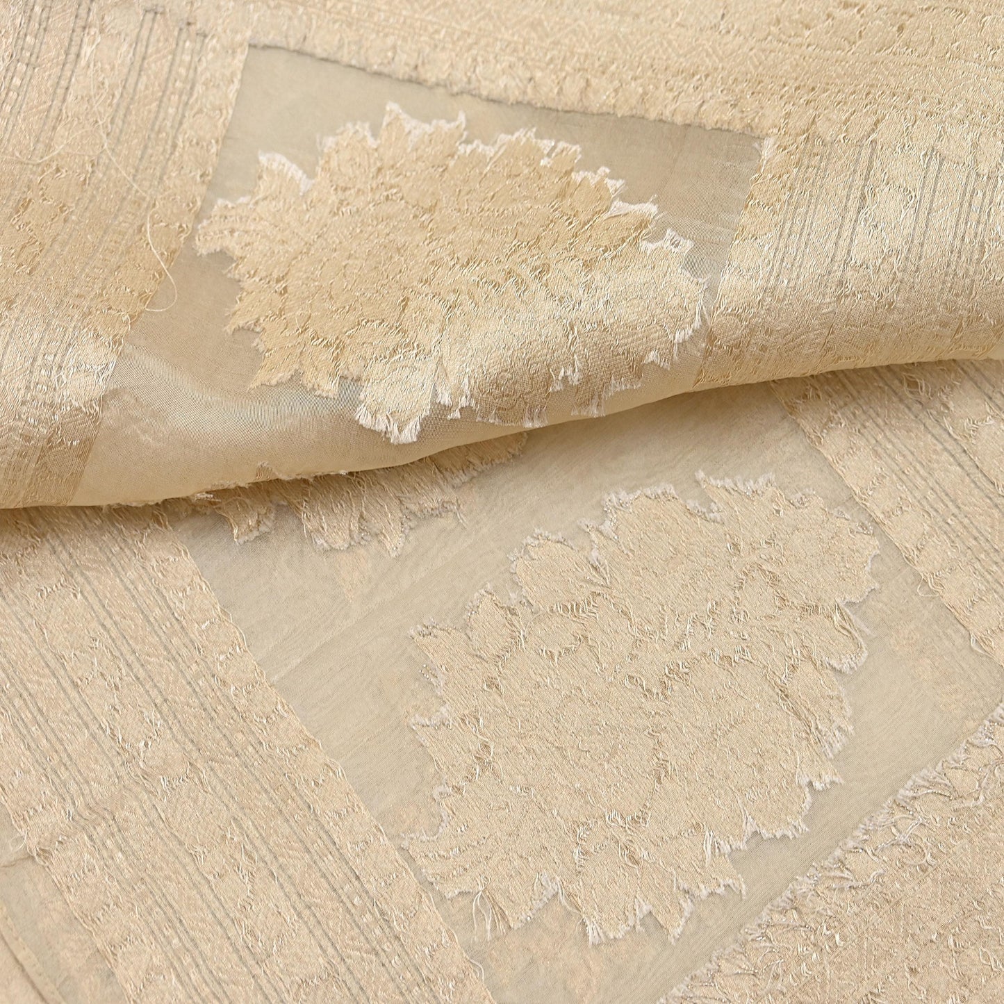 Indian Vintage Dupatta Ivory Pure Organza Silk Long Stole Woven Scarves Veil Zari Soft Stripes Design