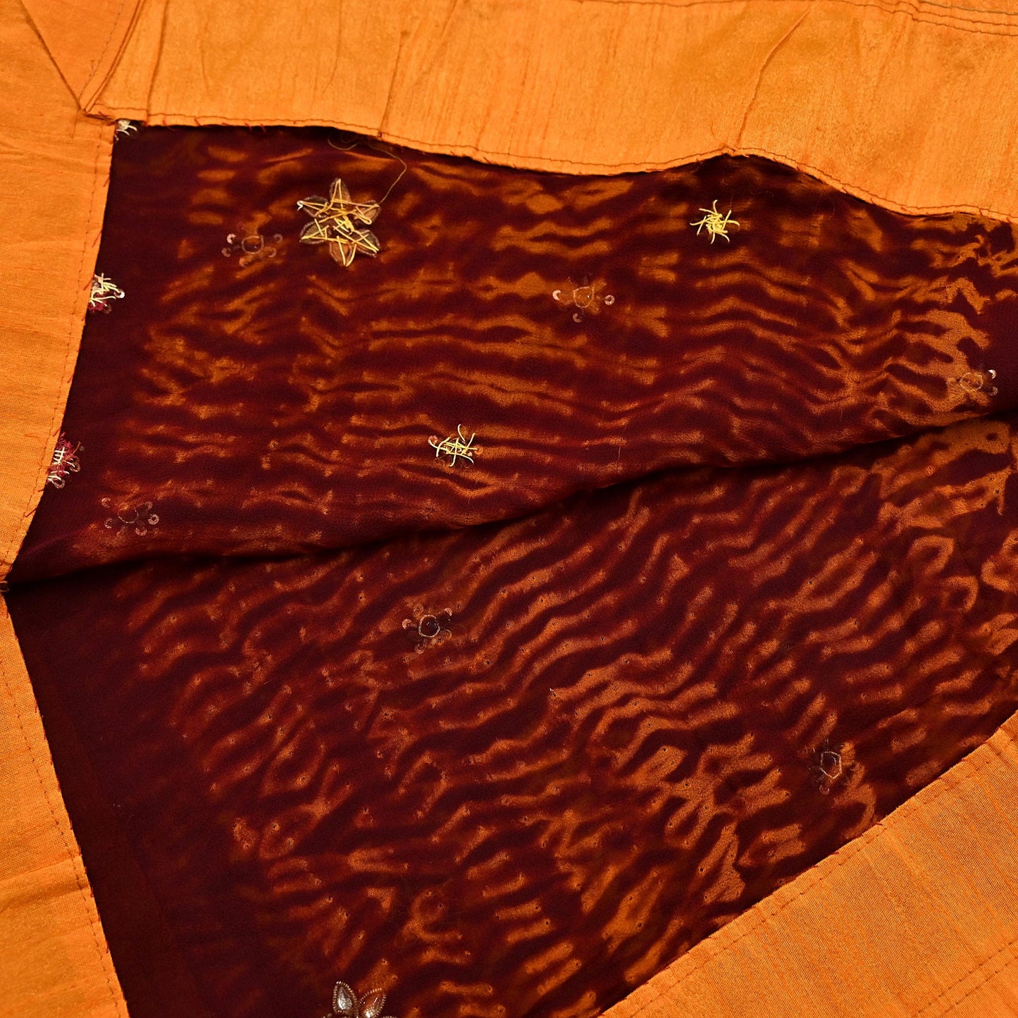 Indian Vintage Heavy Maroon Dupatta Pure Georgette silk Long Stole Hand Embroidered Leheria Scarves Stole Veil Wrap