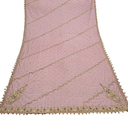Indian Vintage Heavy Wedding Maroon Dupatta Net Mesh Long Stole Hand Embroidered Scarves Golden Zardozi Zari Sequins Dridal Veil Hijab