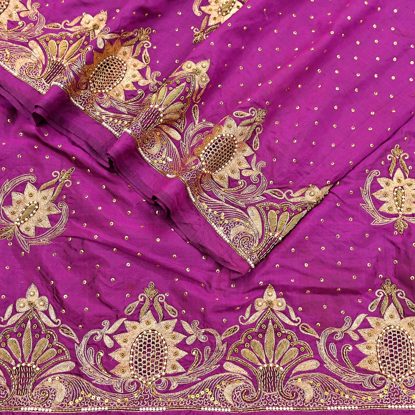 Indian Vintage Heavy Purple Dupatta Pure Silk Long Stole Hand Embroidered Scarves Dabka Zardozi Zari Stole