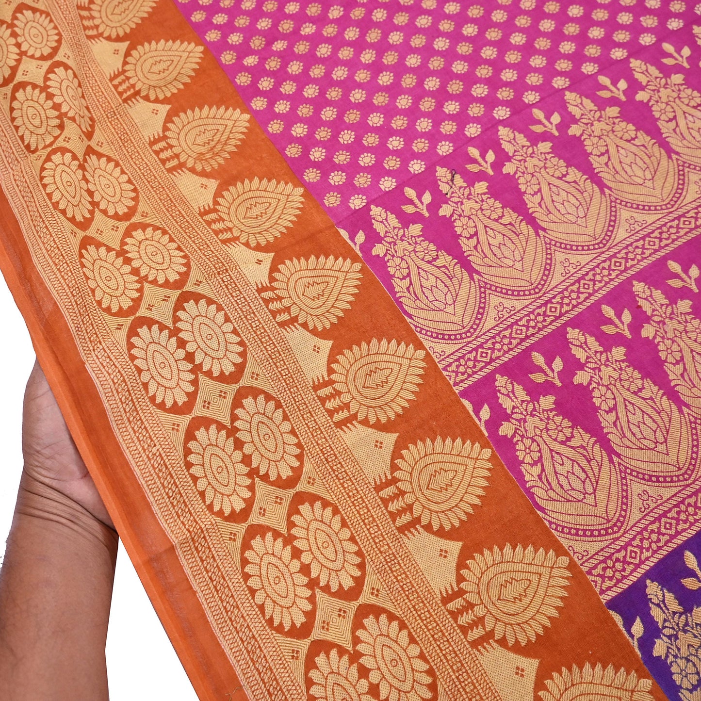 Indian Vintage Sari Pink & Multi Printed 100% Pure Cotton Saree Craft Fabric 5Yd Soft Sewing Sarong Wrap Boho Stripes Dress making Quilting
