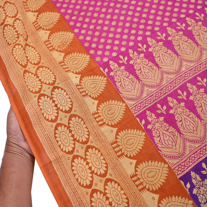 Indian Vintage Sari Pink & Multi Printed 100% Pure Cotton Saree Craft Fabric 5Yd Soft Sewing Sarong Wrap Boho Stripes Dress making Quilting