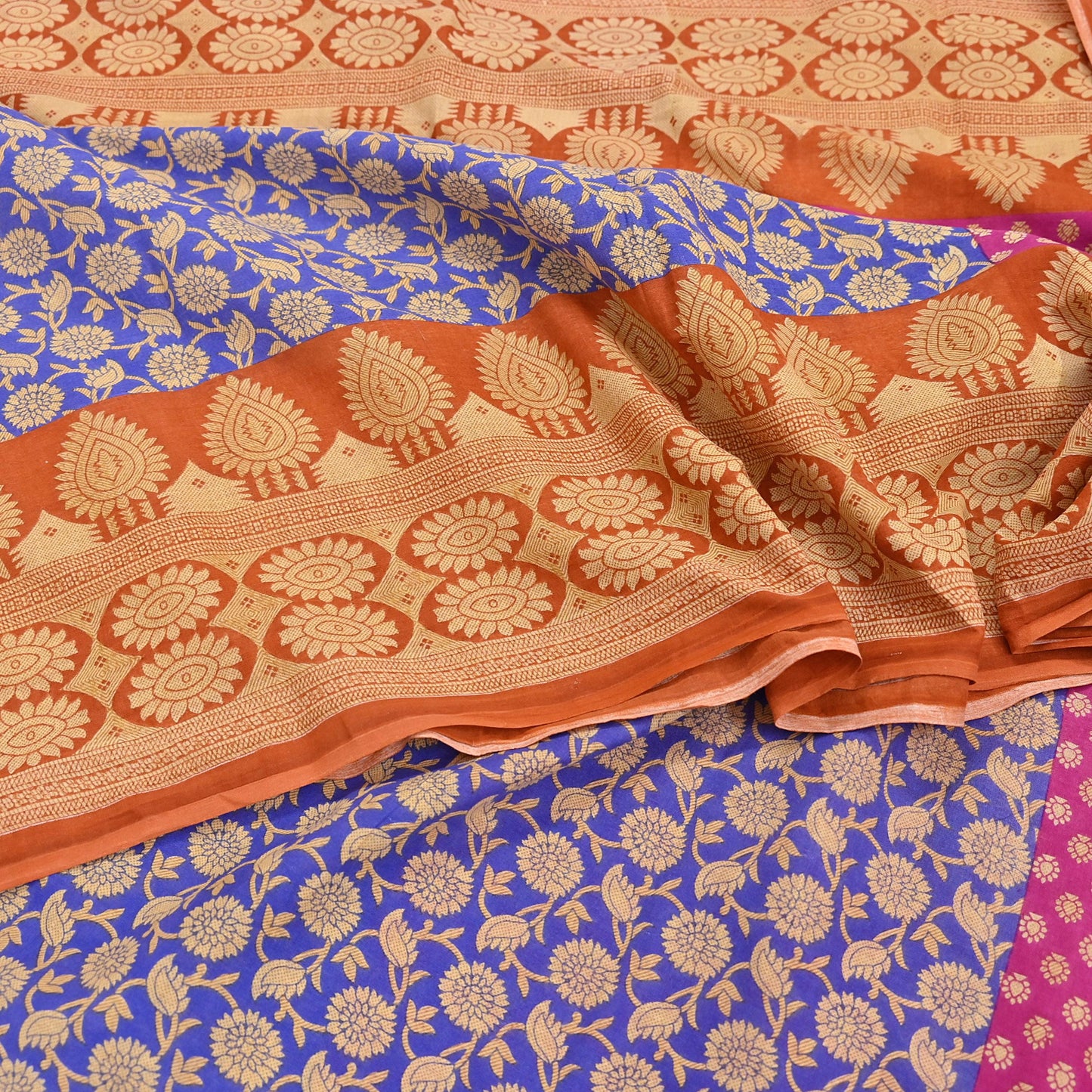 Indian Vintage Sari Pink & Multi Printed 100% Pure Cotton Saree Craft Fabric 5Yd Soft Sewing Sarong Wrap Boho Stripes Dress making Quilting