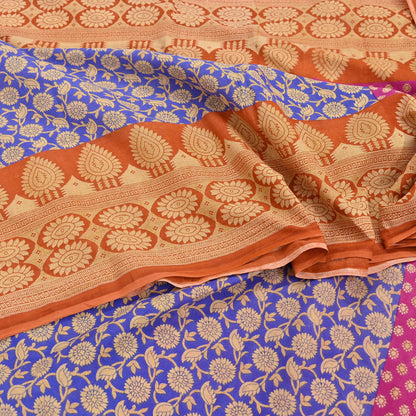 Indian Vintage Sari Pink & Multi Printed 100% Pure Cotton Saree Craft Fabric 5Yd Soft Sewing Sarong Wrap Boho Stripes Dress making Quilting