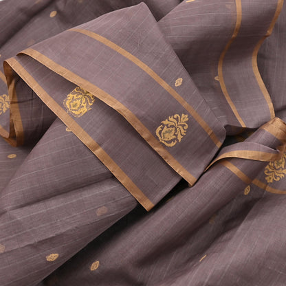 Indian Vintage Sari Brown 100% Pure Silk Hand Woven Sarees Craft Fabric 5Yd Ethnic Sewing Dress making Crafting Quilting Upcycle