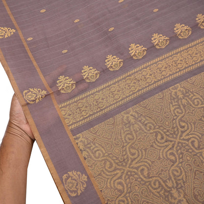 Indian Vintage Sari Brown 100% Pure Silk Hand Woven Sarees Craft Fabric 5Yd Ethnic Sewing Dress making Crafting Quilting Upcycle