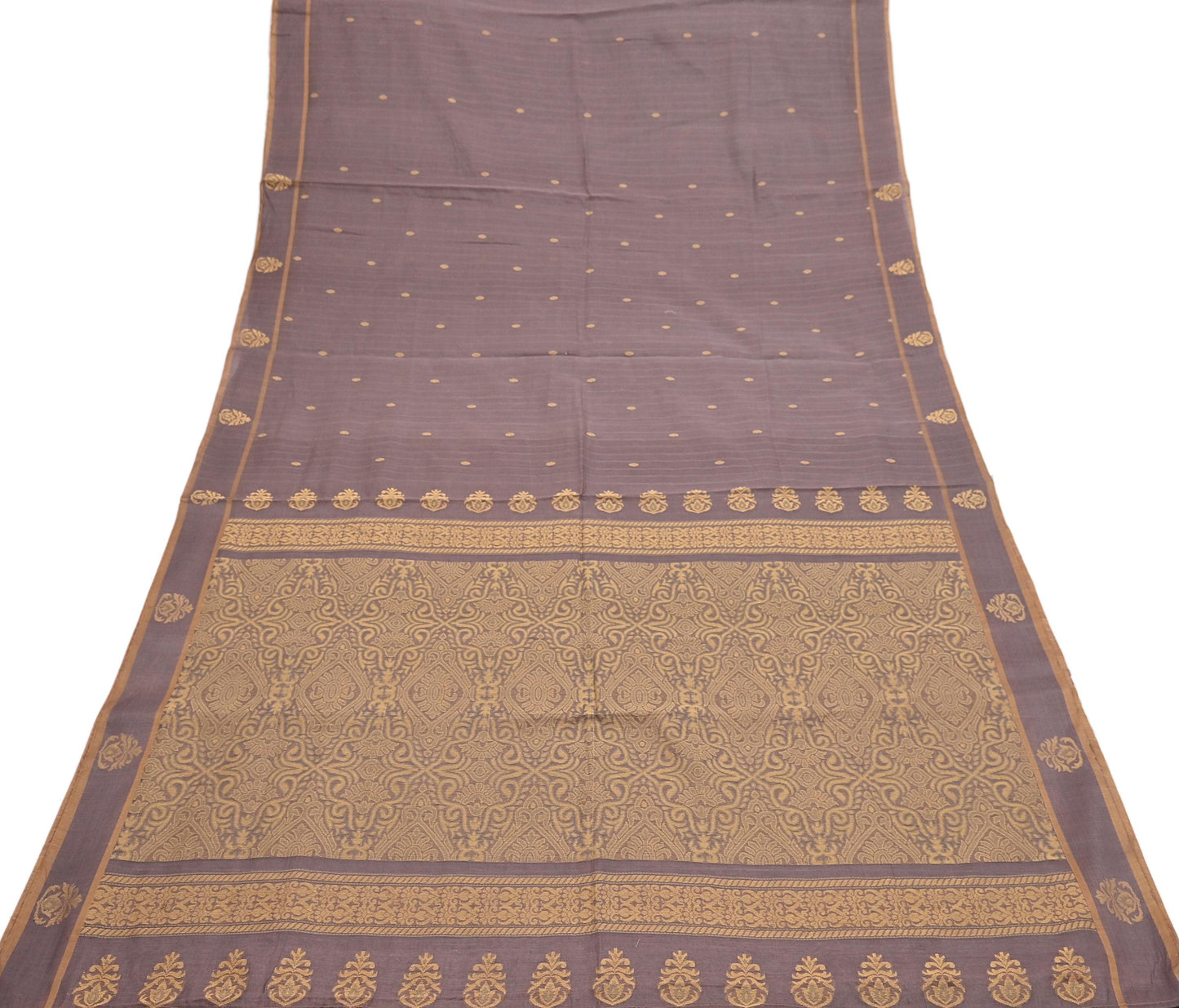 Indian Vintage Sari Brown 100% Pure Silk Hand Woven Sarees Craft Fabric 5Yd Ethnic Sewing Dress making Crafting Quilting Upcycle