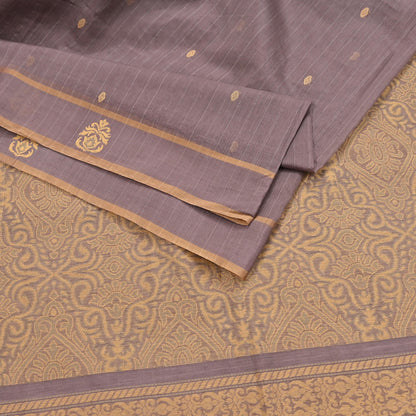 Indian Vintage Sari Brown 100% Pure Silk Hand Woven Sarees Craft Fabric 5Yd Ethnic Sewing Dress making Crafting Quilting Upcycle