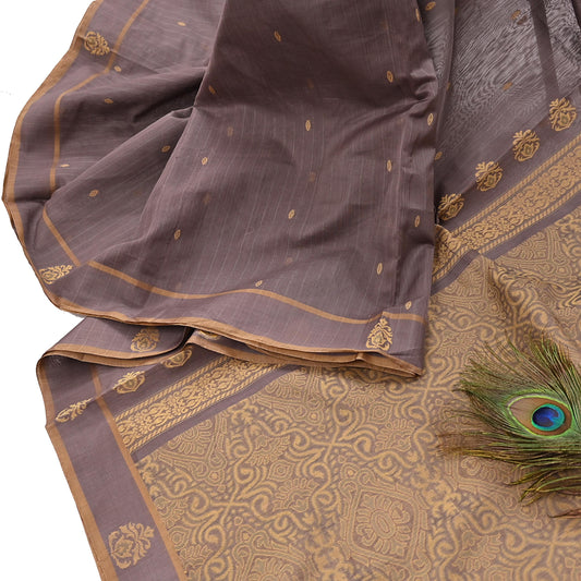 Indian Vintage Sari Brown 100% Pure Silk Hand Woven Sarees Craft Fabric 5Yd Ethnic Sewing Dress making Crafting Quilting Upcycle