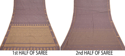 Indian Vintage Sari Brown 100% Pure Silk Hand Woven Sarees Craft Fabric 5Yd Ethnic Sewing Dress making Crafting Quilting Upcycle