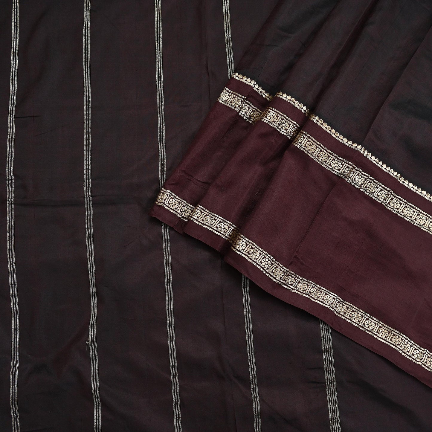 Indian Vintage Sari Maroon Mysore Silk Woven Sarees Craft Fabric 5Yd Ethnic South silk Dress Making Crafting Upcycle Quilting Zari Border