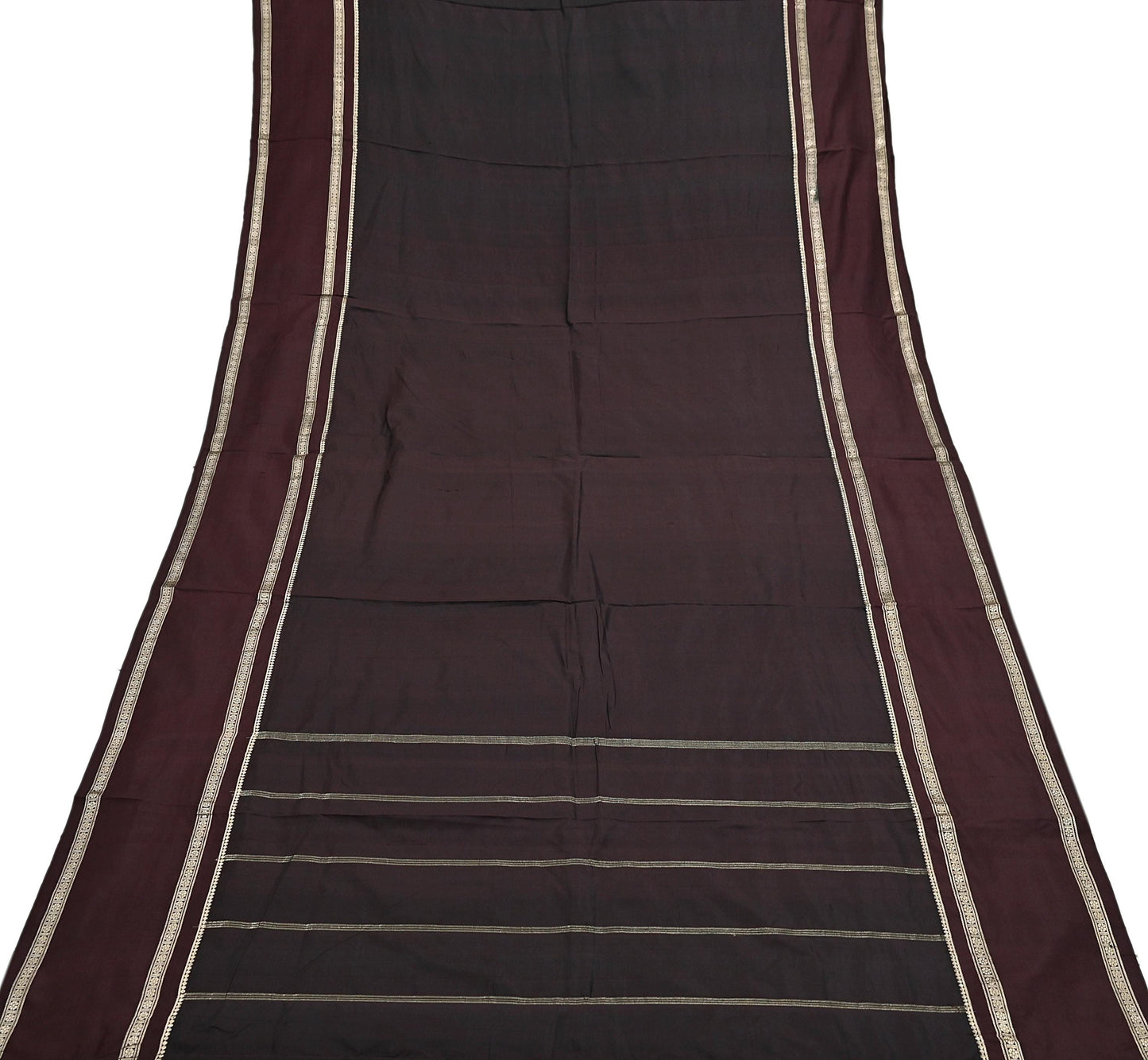 Indian Vintage Sari Maroon Mysore Silk Woven Sarees Craft Fabric 5Yd Ethnic South silk Dress Making Crafting Upcycle Quilting Zari Border