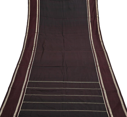 Indian Vintage Sari Maroon Mysore Silk Woven Sarees Craft Fabric 5Yd Ethnic South silk Dress Making Crafting Upcycle Quilting Zari Border