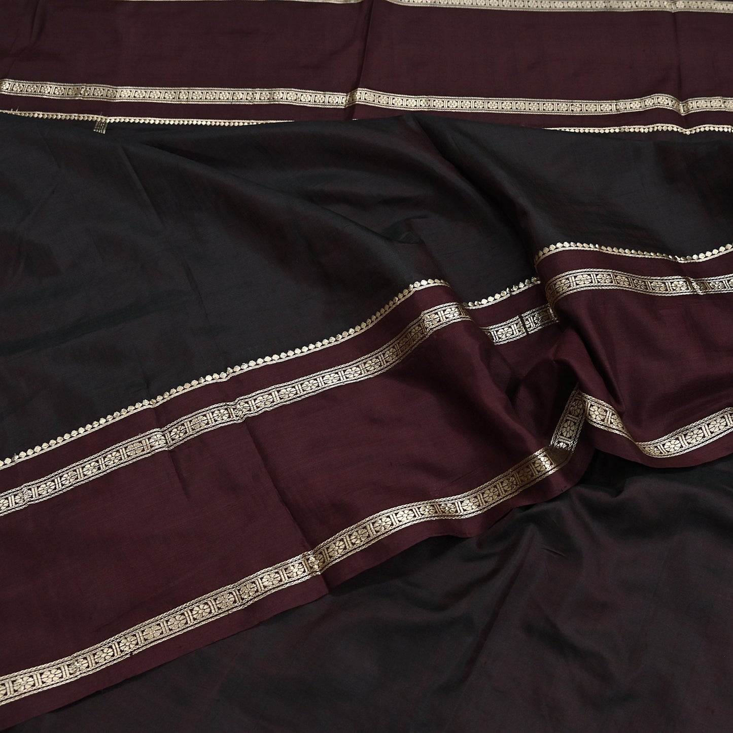 Indian Vintage Sari Maroon Mysore Silk Woven Sarees Craft Fabric 5Yd Ethnic South silk Dress Making Crafting Upcycle Quilting Zari Border