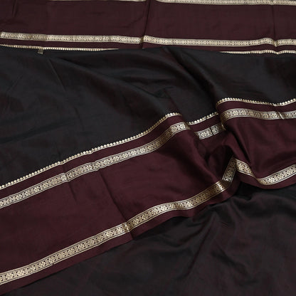 Indian Vintage Sari Maroon Mysore Silk Woven Sarees Craft Fabric 5Yd Ethnic South silk Dress Making Crafting Upcycle Quilting Zari Border