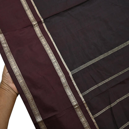 Indian Vintage Sari Maroon Mysore Silk Woven Sarees Craft Fabric 5Yd Ethnic South silk Dress Making Crafting Upcycle Quilting Zari Border