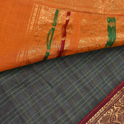 Indian Vintage Sari Green & Mustard Pure Cotton Hand Woven Sarees Craft Fabric 5yd Ethnic Crafting Quilting Dress Making Quilting Upcycle