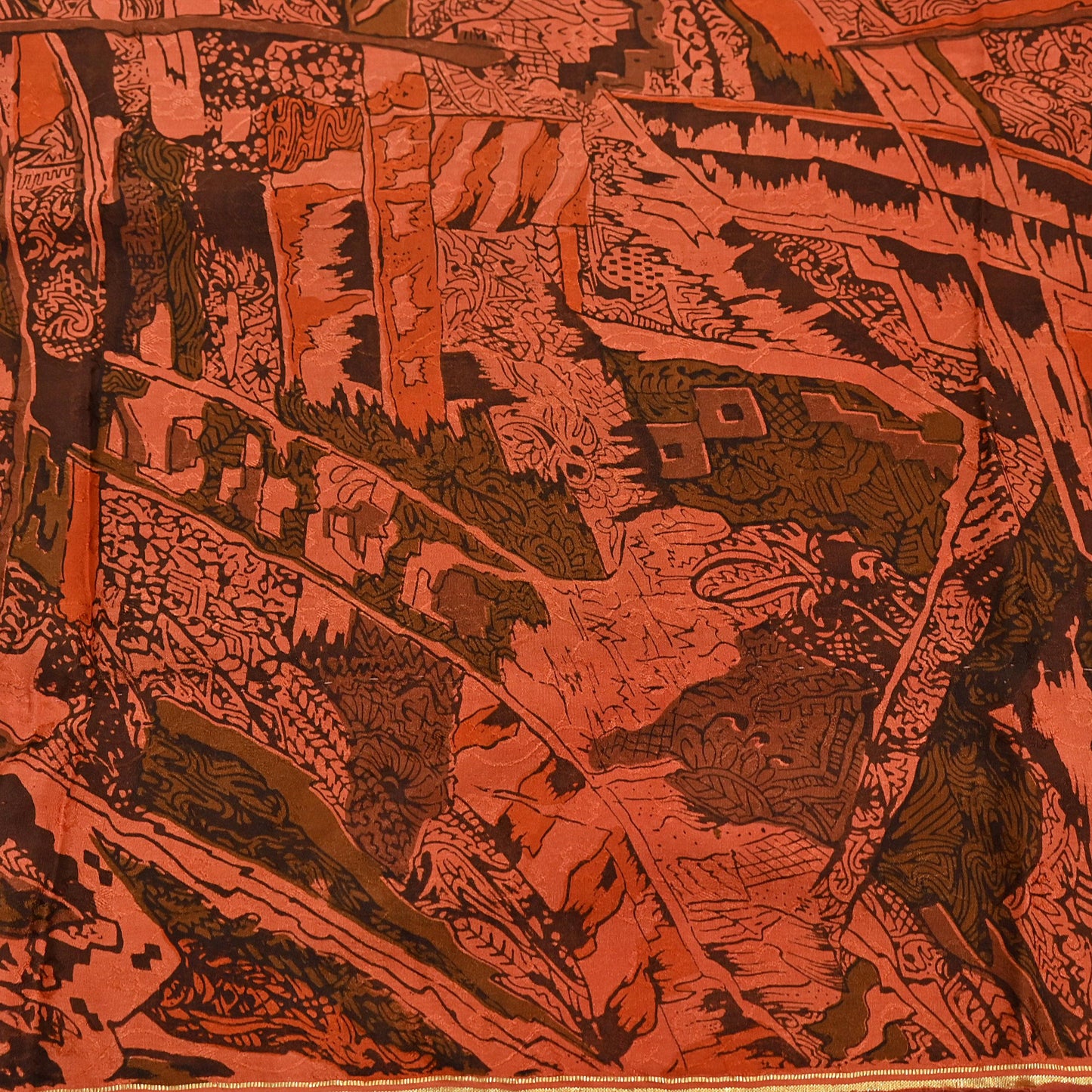 Indian Vintage Sari Orange 100% Pure Silk Printed Sarees 5yd Sewing Craft Fabric Zari Dress Making Soft Wrap Quilting Used Crafting Upcycle