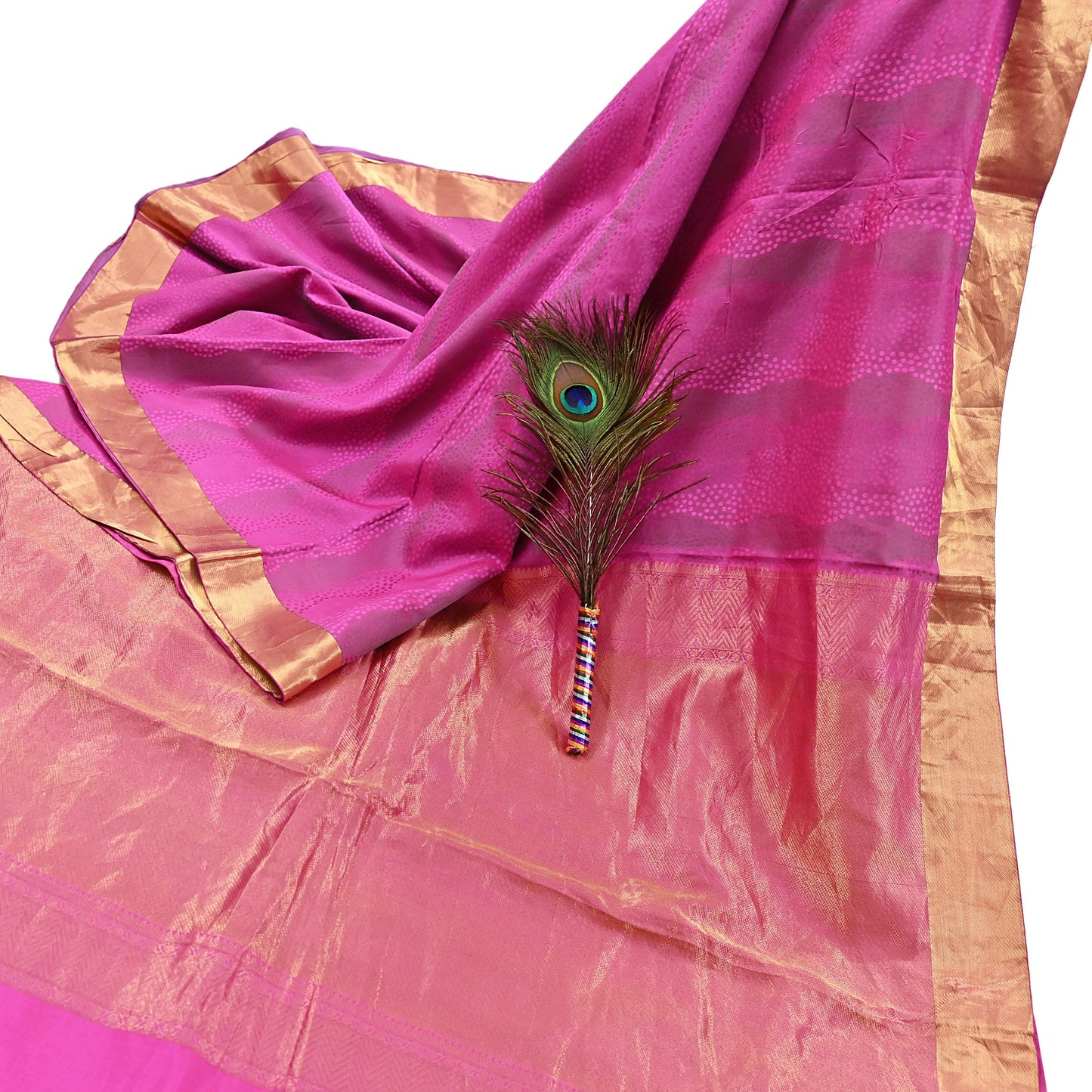 Indian Vintage Silk Saree Magenta Pure Silk Zari Fabric Handwoven Kanjivaram 5Yd Craft Material Dressmaking Textile