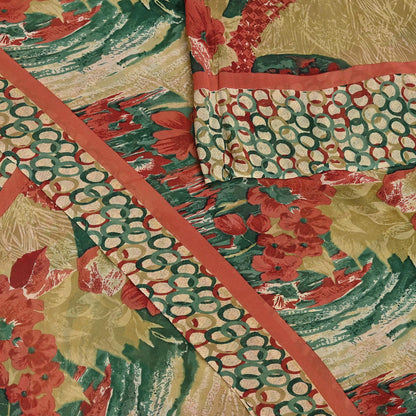 Indian Vintage Sari Beige & Multi Pure Georgette Silk Printed Sarees 6Yd Craft Fabric Sewing Quilting Dress making Crafting Dress Designing