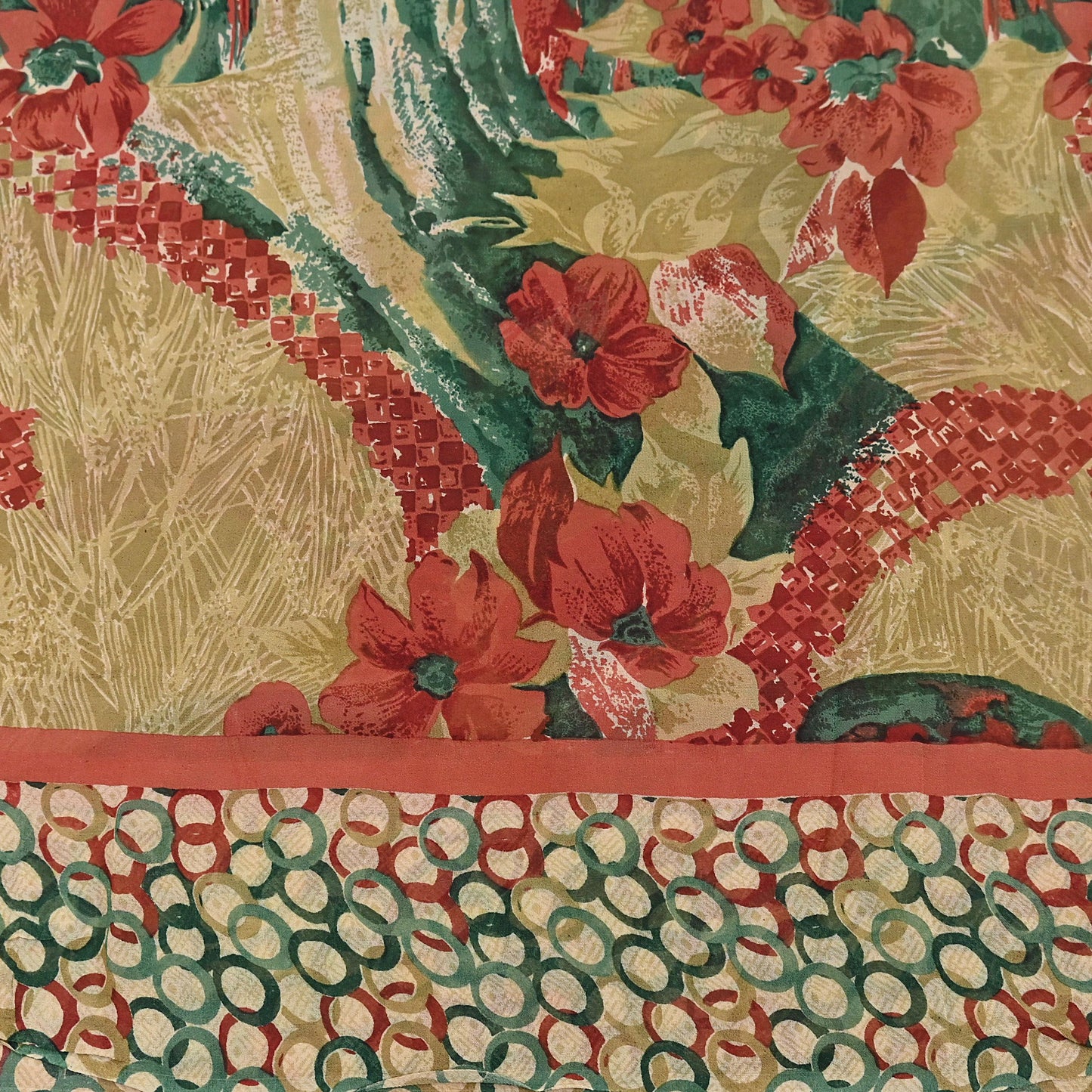 Indian Vintage Sari Beige & Multi Pure Georgette Silk Printed Sarees 6Yd Craft Fabric Sewing Quilting Dress making Crafting Dress Designing