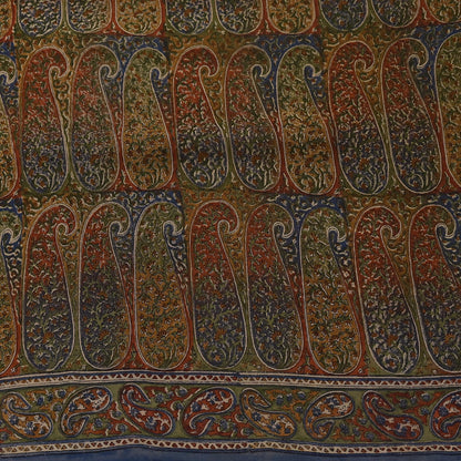 Vintage Indian Beige Multi Georgette Silk Saree Printed Fabric 5.5 Yard Soft Sari Sewing Dress Making Quilting Craft