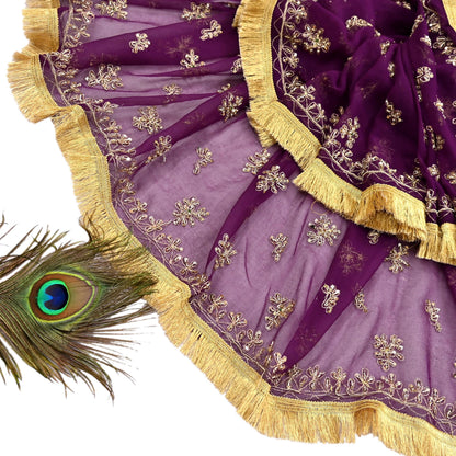 Indian Vintage Purple Dupatta Pure Georgette silk Long Stole Hand Embroidered Scarves Stole Veil Wrap Sequins Dabka/ Zardozi