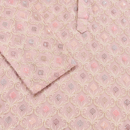 Vintage PInk & Georgette Sherwani Embroidered Mens Wedding Coat Indian Groom Outfit Bandhgala Royal Wear