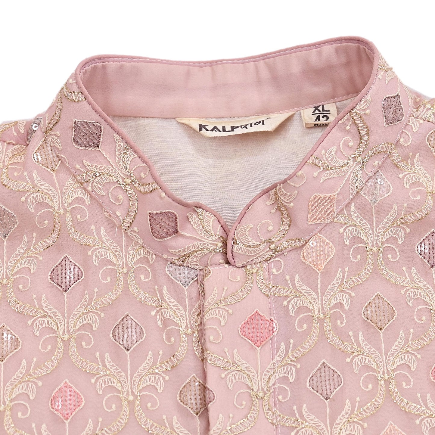 Vintage PInk & Georgette Sherwani Embroidered Mens Wedding Coat Indian Groom Outfit Bandhgala Royal Wear