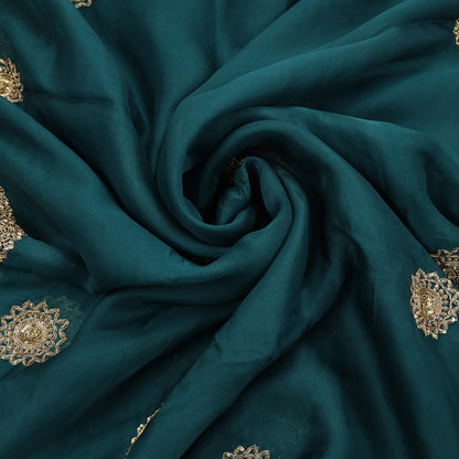 Rare Green Pure Organza Silk Saree Zardozi Hand Embroidered Designer Sabyasachi Sari 5.5 Yard Bollywood Party Wear