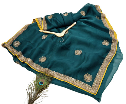 Rare Green Pure Organza Silk Saree Zardozi Hand Embroidered Designer Sabyasachi Sari 5.5 Yard Bollywood Party Wear