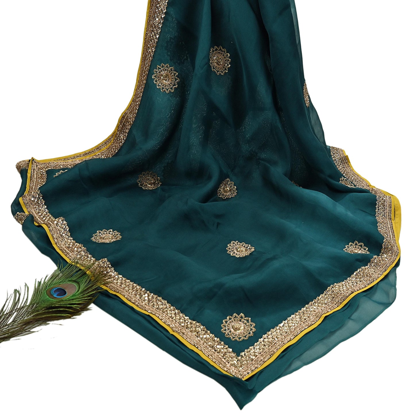 Rare Green Pure Organza Silk Saree Zardozi Hand Embroidered Designer Sabyasachi Sari 5.5 Yard Bollywood Party Wear