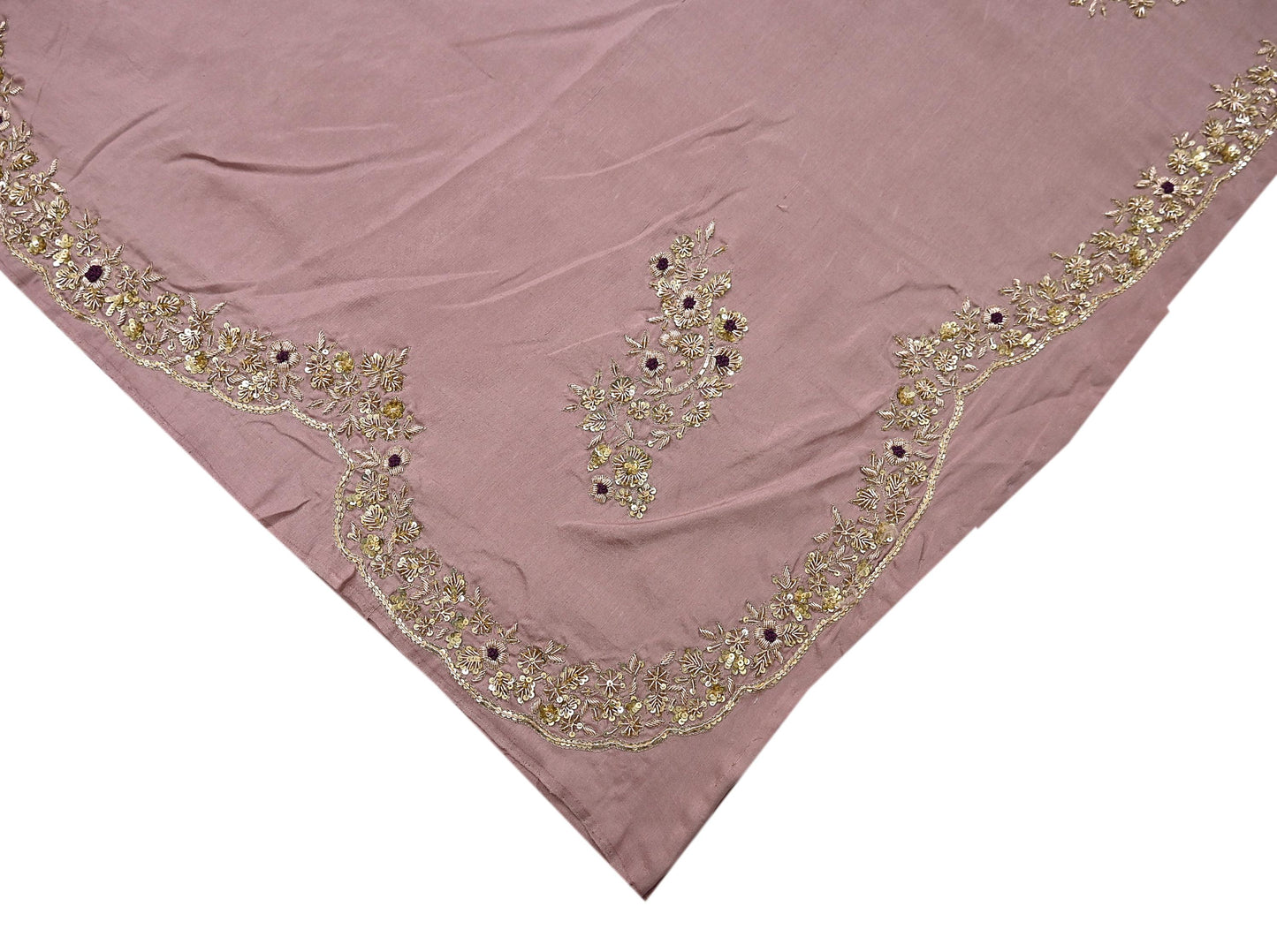 Rare Vintage Dusty Rose Pink Pure Silk Saree Zardozi Hand Embroidered Designer Sabyasachi Sari 5.5 Yard Bollywood Party Wear