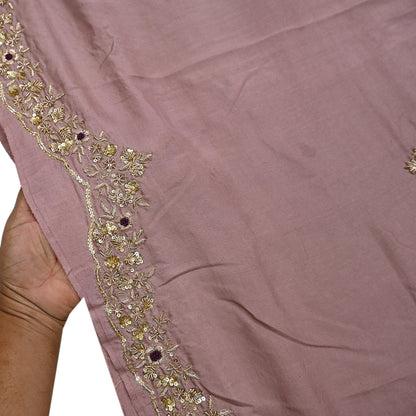 Rare Vintage Dusty Rose Pink Pure Silk Saree Zardozi Hand Embroidered Designer Sabyasachi Sari 5.5 Yard Bollywood Party Wear
