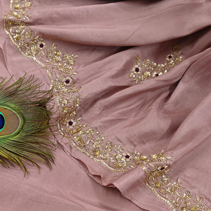 Rare Vintage Dusty Rose Pink Pure Silk Saree Zardozi Hand Embroidered Designer Sabyasachi Sari 5.5 Yard Bollywood Party Wear