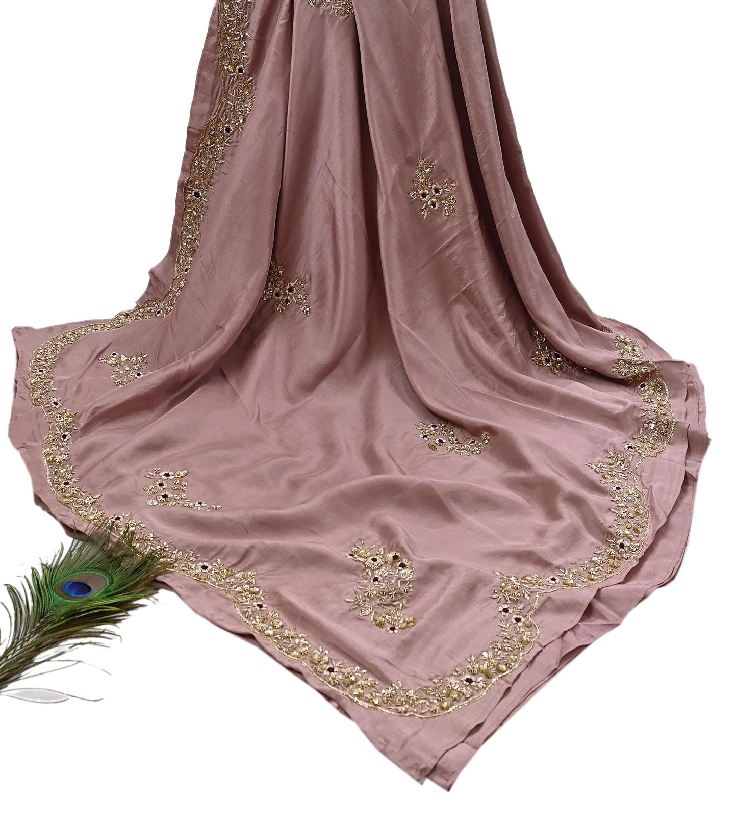 Rare Vintage Dusty Rose Pink Pure Silk Saree Zardozi Hand Embroidered Designer Sabyasachi Sari 5.5 Yard Bollywood Party Wear