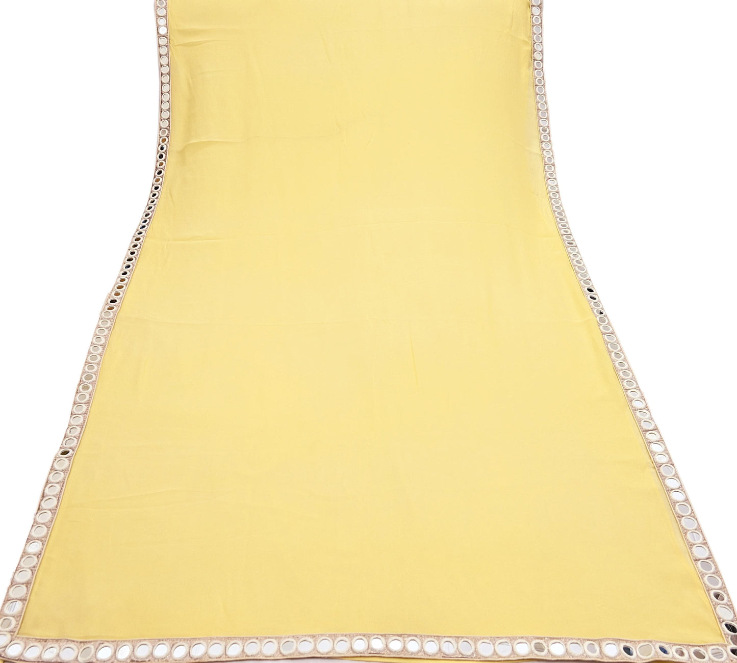 Rare Vintage Yellow Chiffon Silk Saree Hand Beaded Abu Jani Designer Sari 6 Yards Bollywood Party Wear Ethnic